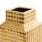 8" Gold Ceramic Geometric Dimensional Textured Vase Set with Grid Patterns